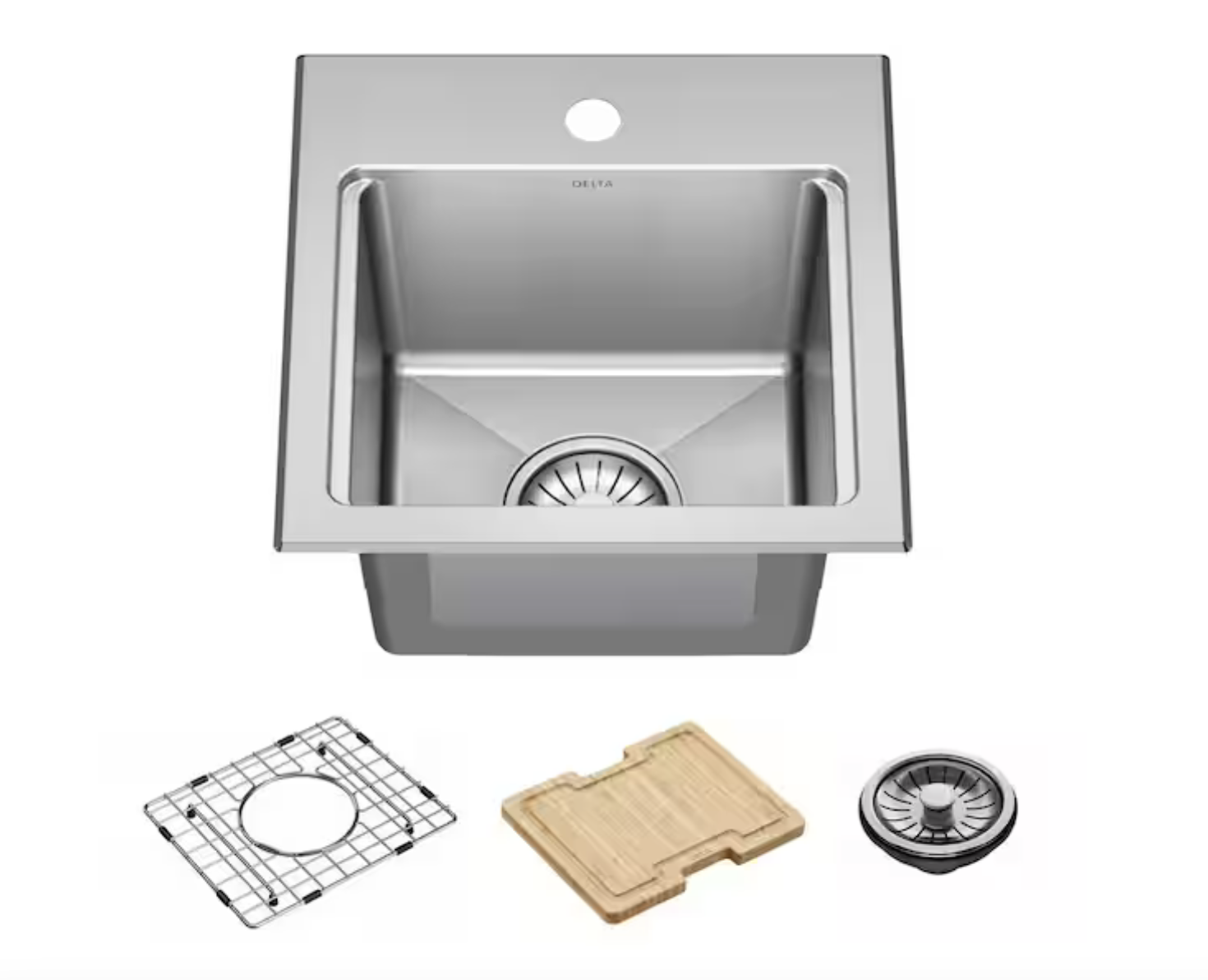 NEW Delta Emery 15 in. Drop-In/Undermount Single Bowl Stainless Kitchen Workstation Sink