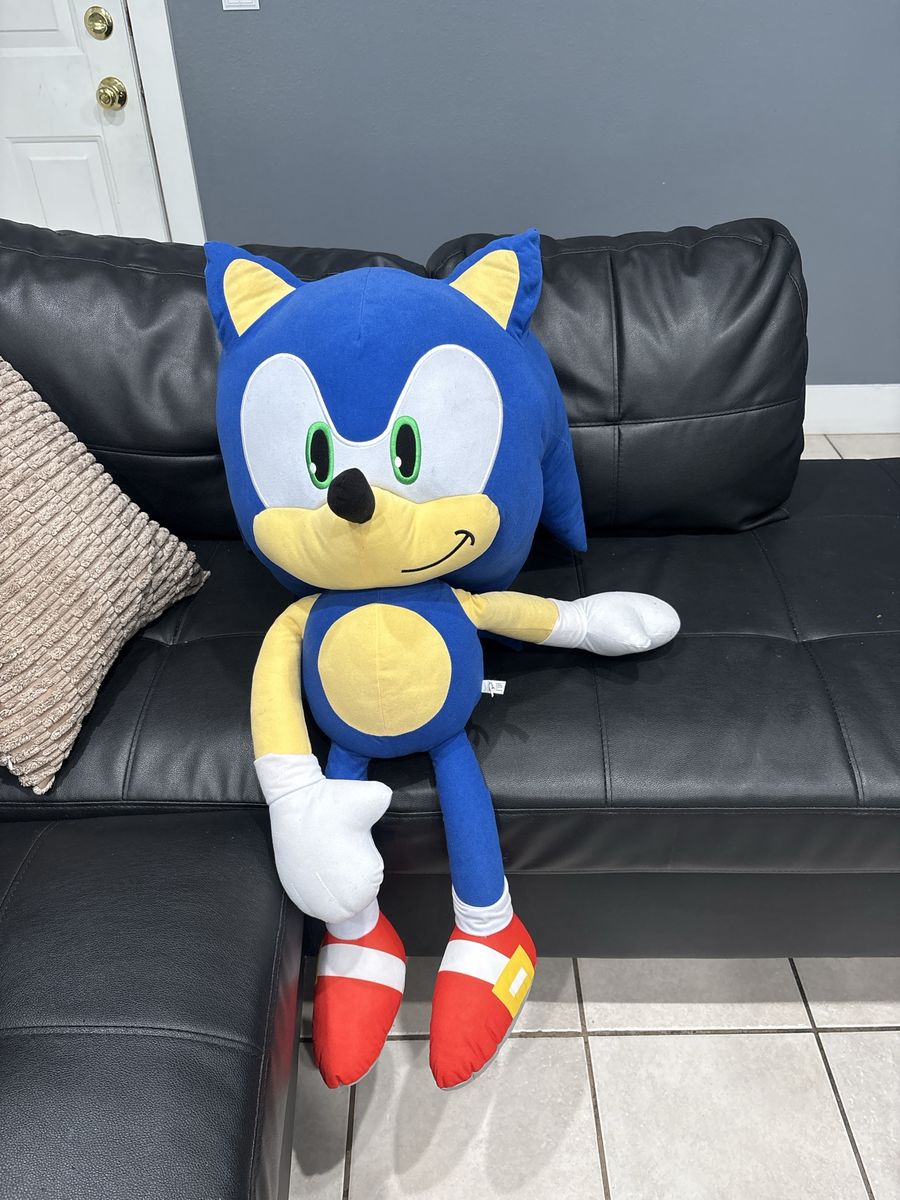 Large Sonic the Hedgehog Plush Stuffed Animal Toy Sega Blue Yellow Red