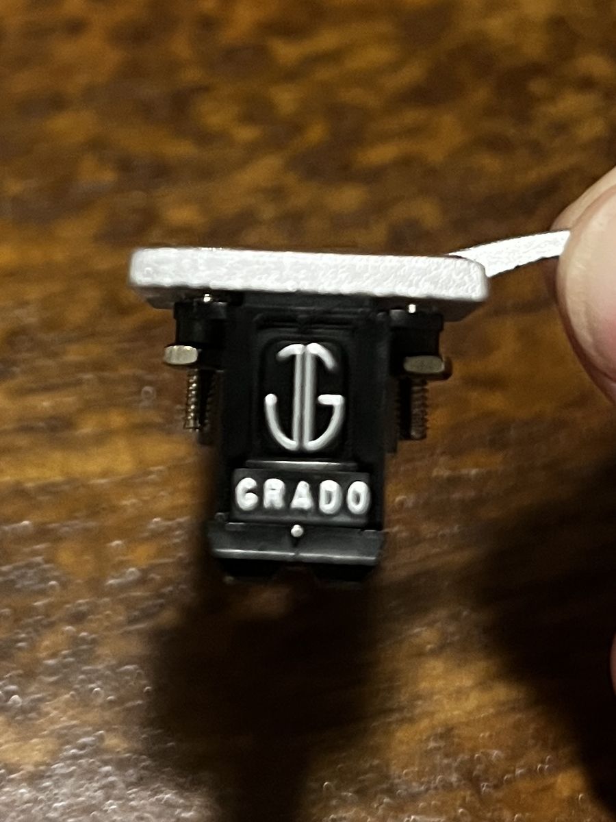 Grado Labs Prestige Green cartridge on headshell, no stylus