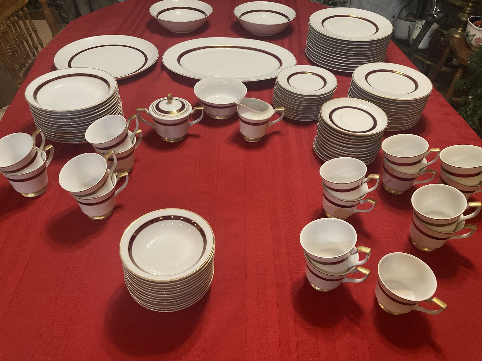 Vintage Amcrest Andante Maroon Fine China Set Made In Japan