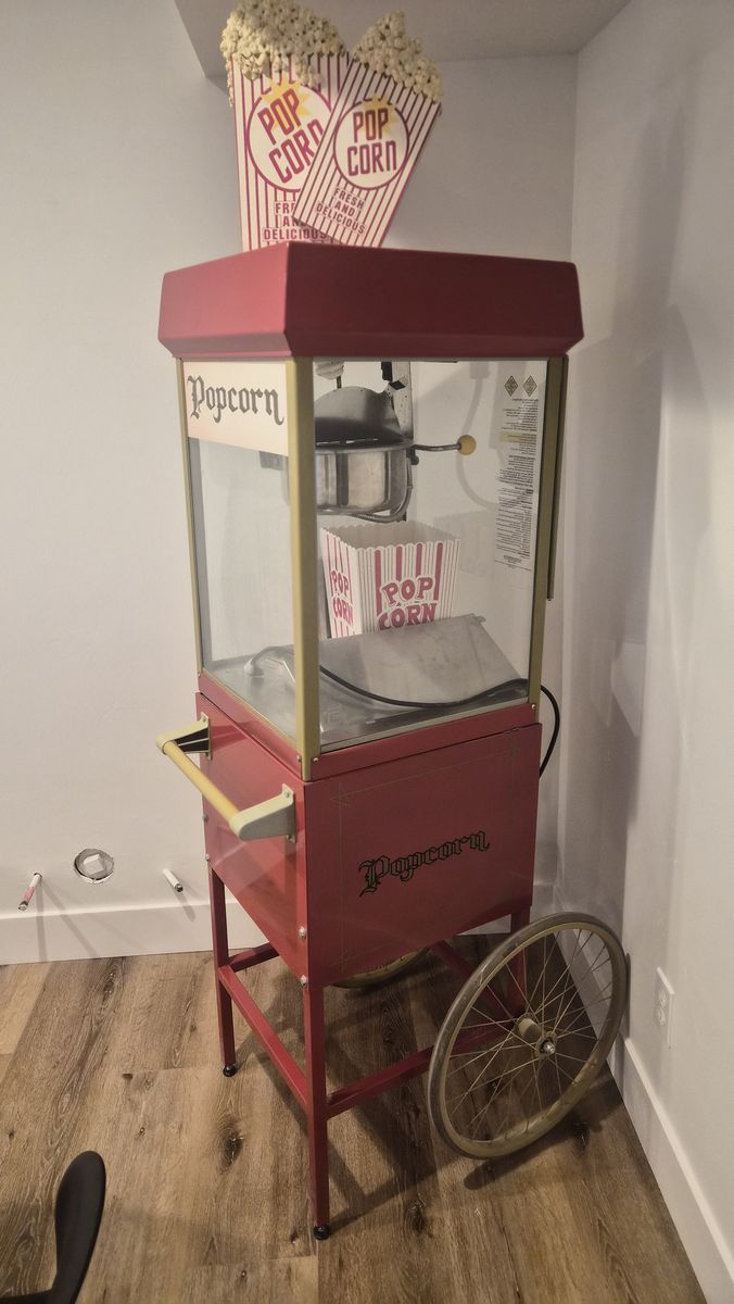 Gold Medal FunPop 2408 Popcorn Machine with Cart - 120V, 1050W, Red