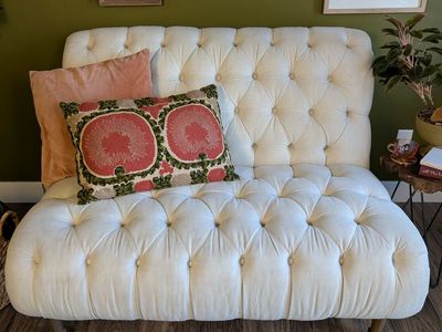 Tufted Settee — Armless Accent Bench, Excellent Condition