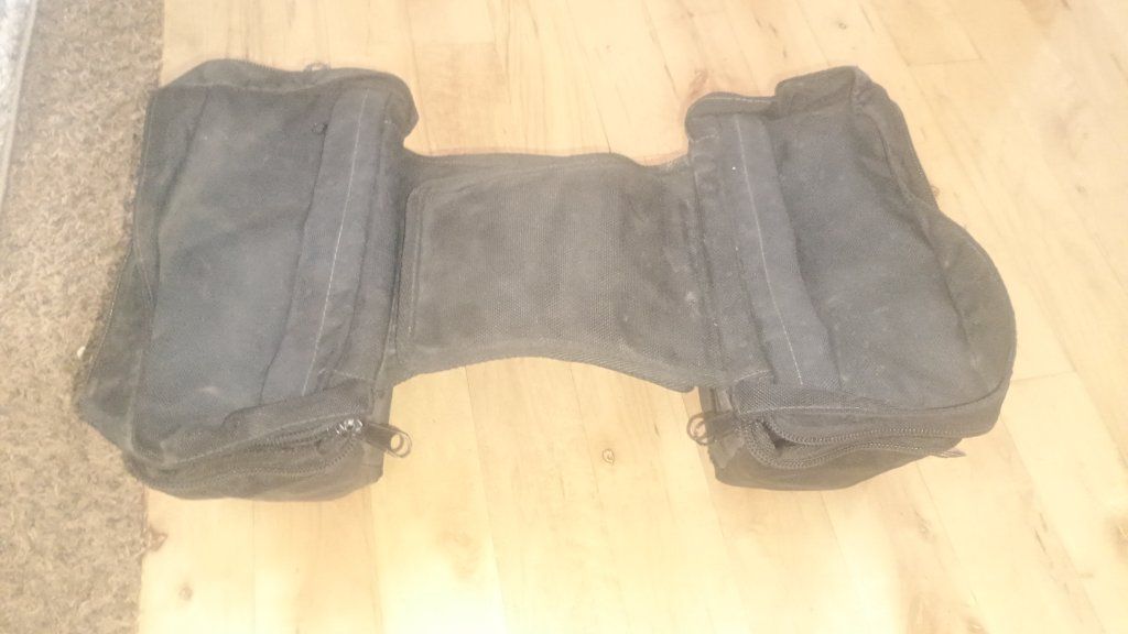 Motorcycle Saddlebags Black Fabric Zippered Storage Universal Fit Velcro