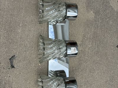 3-Light Chrome Vanity Wall Fixture with Swirl Glass Shades