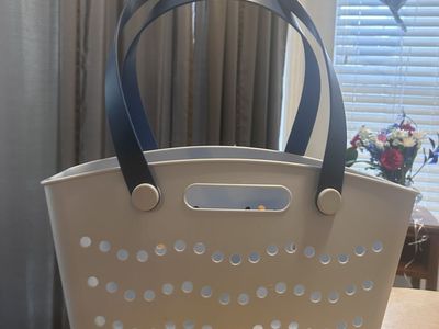 Blue plastic beach bag