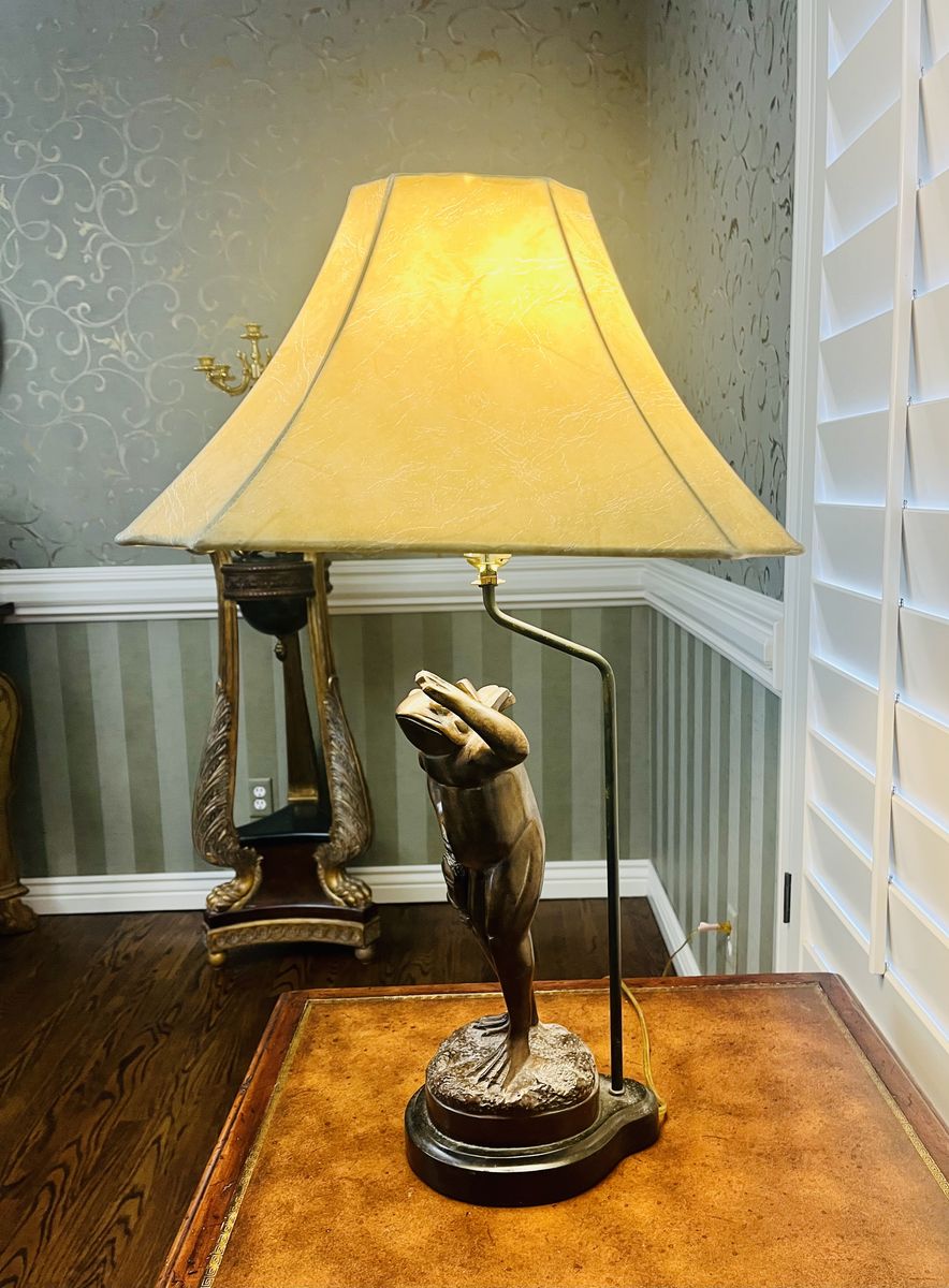 ART DECO GOLFING FROG BRONZE LAMP MAITLAND SMITH