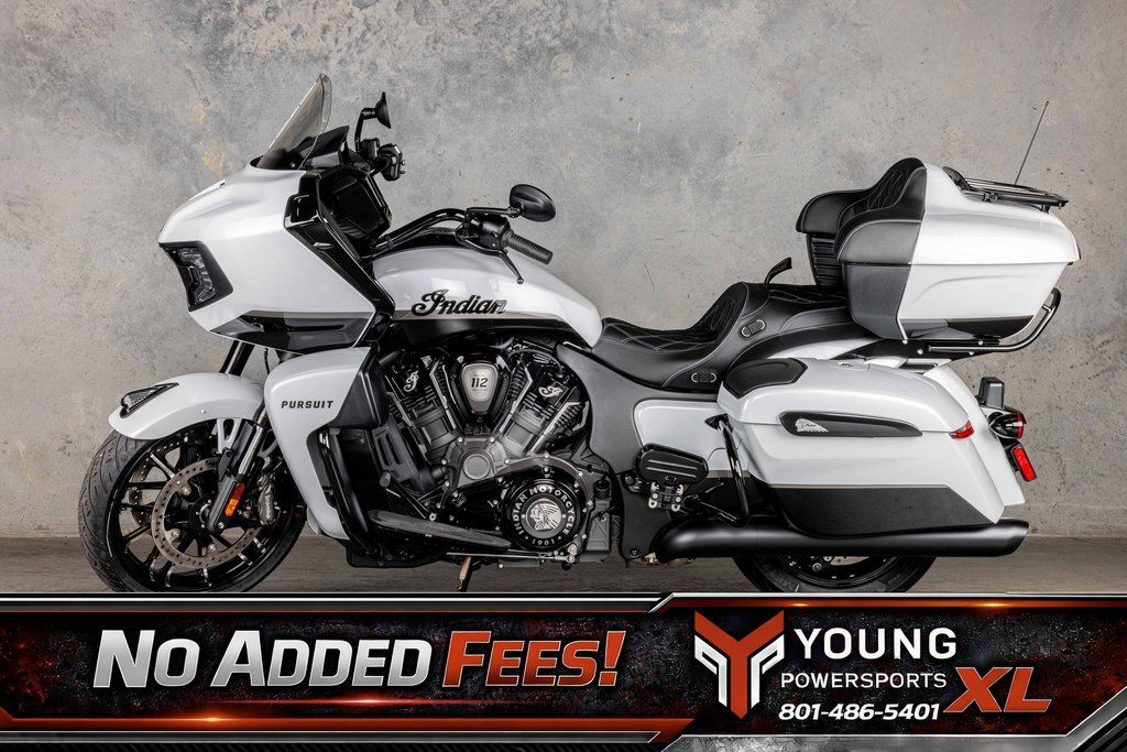 2026 Indian Motorcycle® Pursuit® Dark Horse® 112 w/ PowerBand Audio Ghost White Metallic with Black