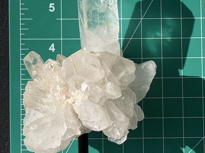 Clear Quartz Crystal Cluster on Metal Stand - Natural Mineral Specimen Home Decor