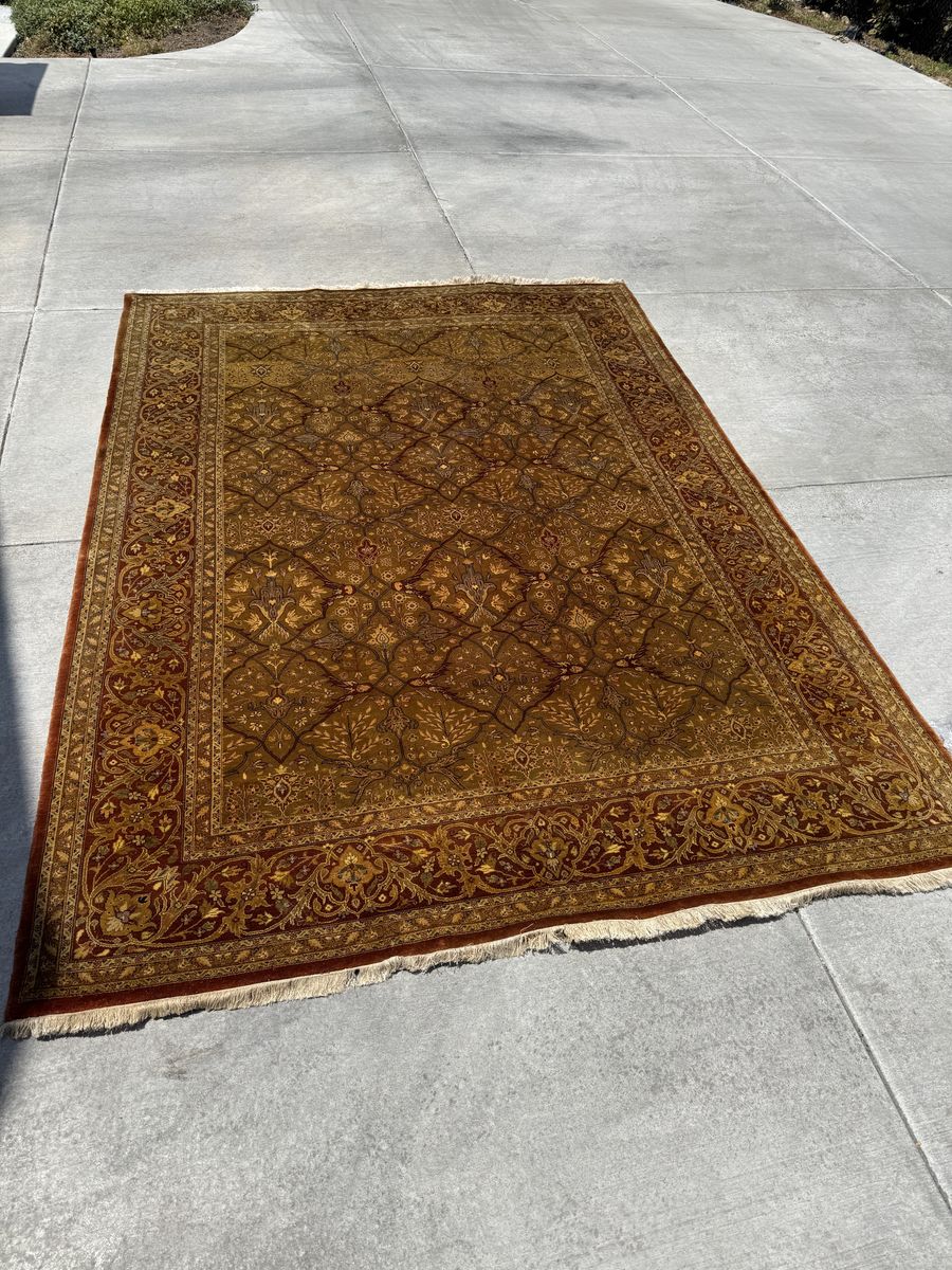 Large Premium Wool Area Rug - Gold/Rust/Olive (8'6" x 11'8")