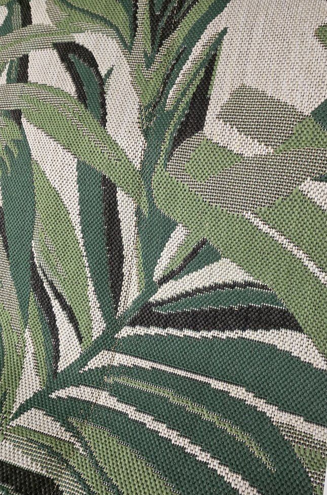 Brand new Allen + Roth Black Palm Leaf 5x7 ft Stainmaster Outdoor Area Rug