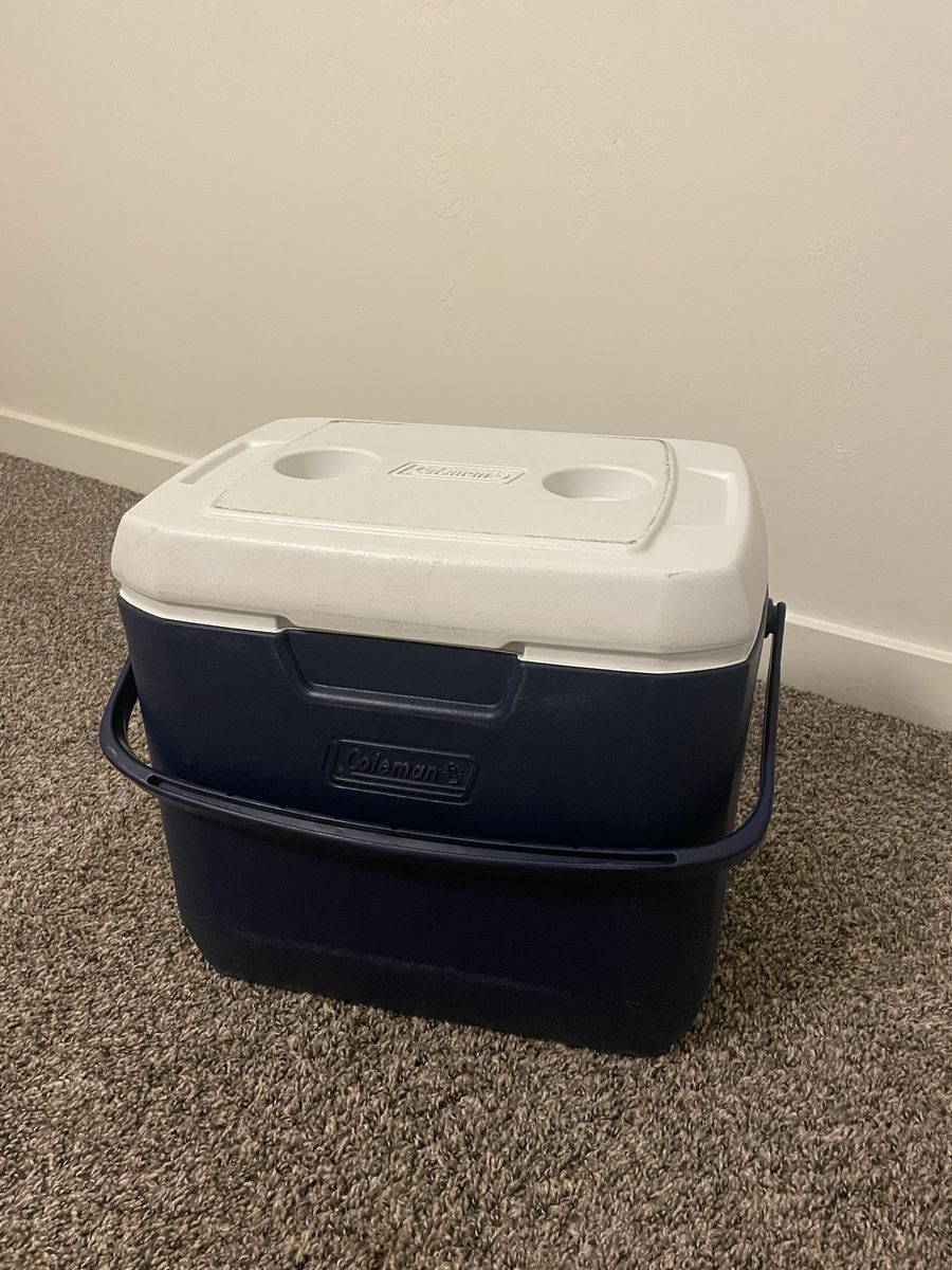 Coleman 28-Quart Excursion Cooler - Blue/White, Portable Hard-Sided Ice Chest