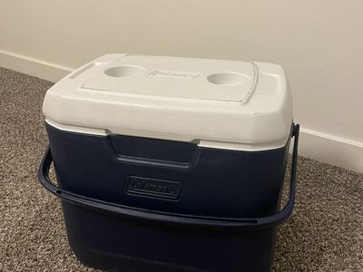 Coleman 28-Quart Excursion Cooler - Blue/White, Portable Hard-Sided Ice Chest