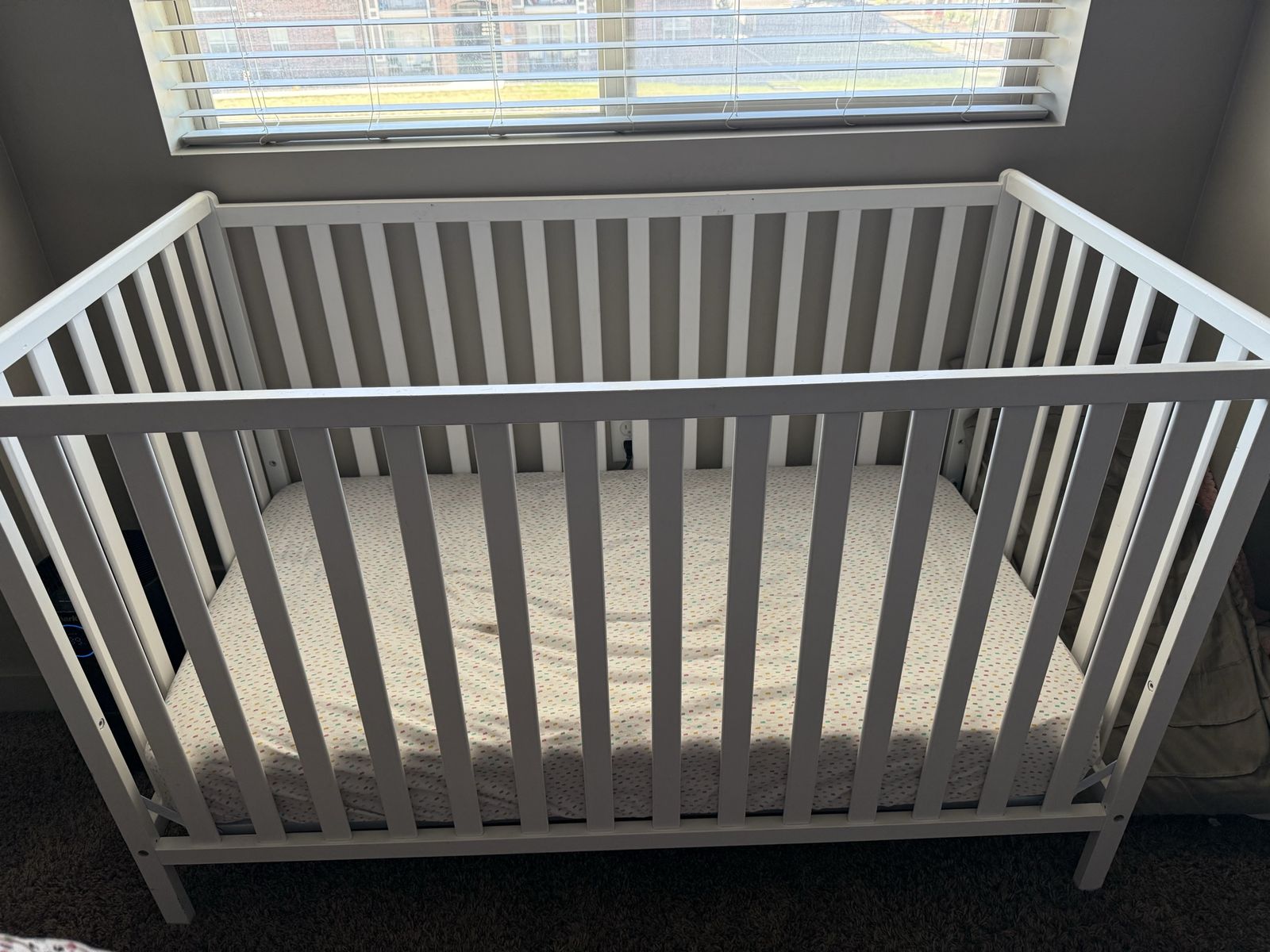 White Wooden Baby Crib - Excellent Condition