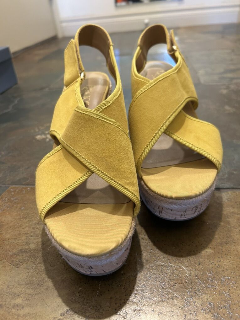 Franco Sarto Taylor 8.5 Yellow Leather Wedge
