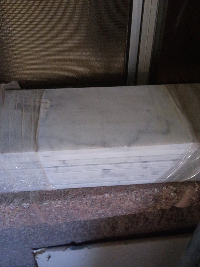 8 4x12 white with gray marble honed tiles