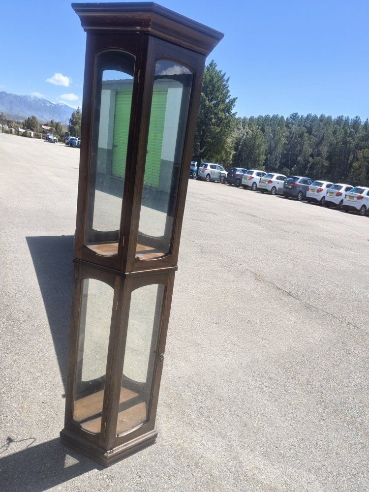 corner curio cabinet with glass doors