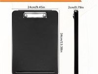 Plastic Clipboard with Storage, 9.5x13.4, Black