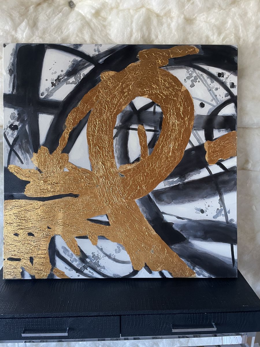 Metallic & Black Abstract Artwork