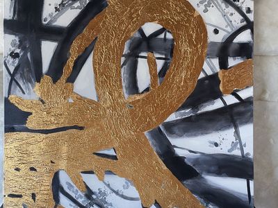 Metallic & Black Abstract Artwork