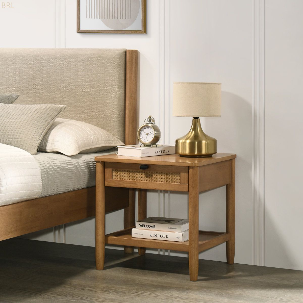 Vichy Single-Drawer Bedroom Nightstand  Walnut