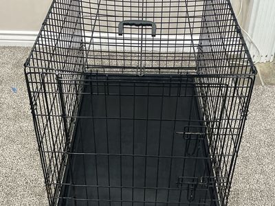 Large Black Metal Wire Dog Crate Kennel with Removable Plastic Pan