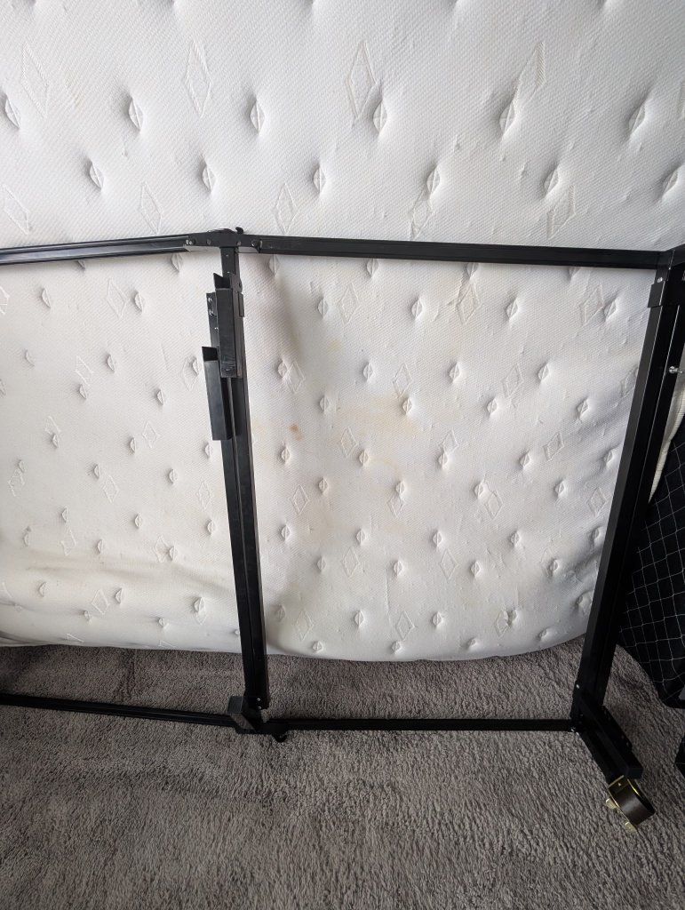 King Size Metal Bed Frame with Wheels and Mattress Foundation Set (Free)