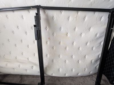 King Size Metal Bed Frame with Wheels and Mattress Foundation Set (Free)