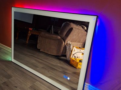 LED Lighted Vanity Mirror 48x32 with RGB Backlight and Touch Controls - Modern Bathroom Decor