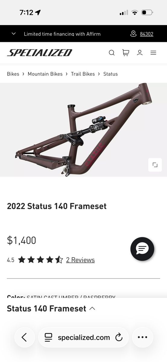 Brand New Specialized Status Frameset