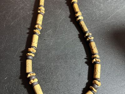 Handmade Wooden Beaded Necklace - Unique Brown & Tan Tribal Design (Approx. 18" Length)