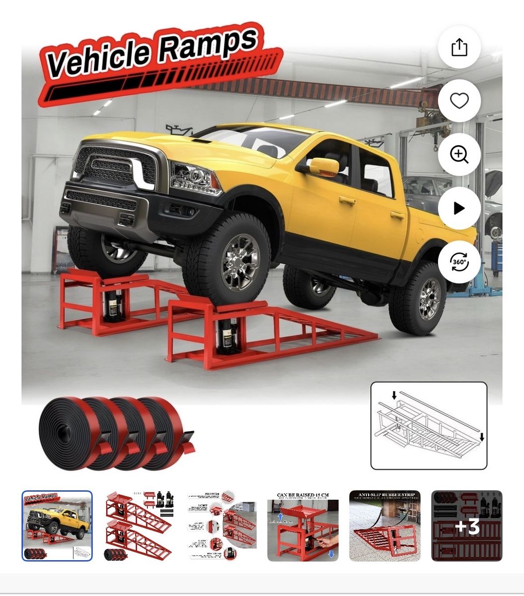 LAFATI Automotive Hydraulic Car Ramps - Set of 2 Vehicle Lift Ramps for Trucks & SUVs
