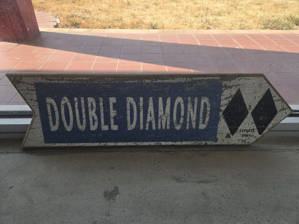 Vintage Style Wooden Double Diamond Ski Trail Sign Home Decor