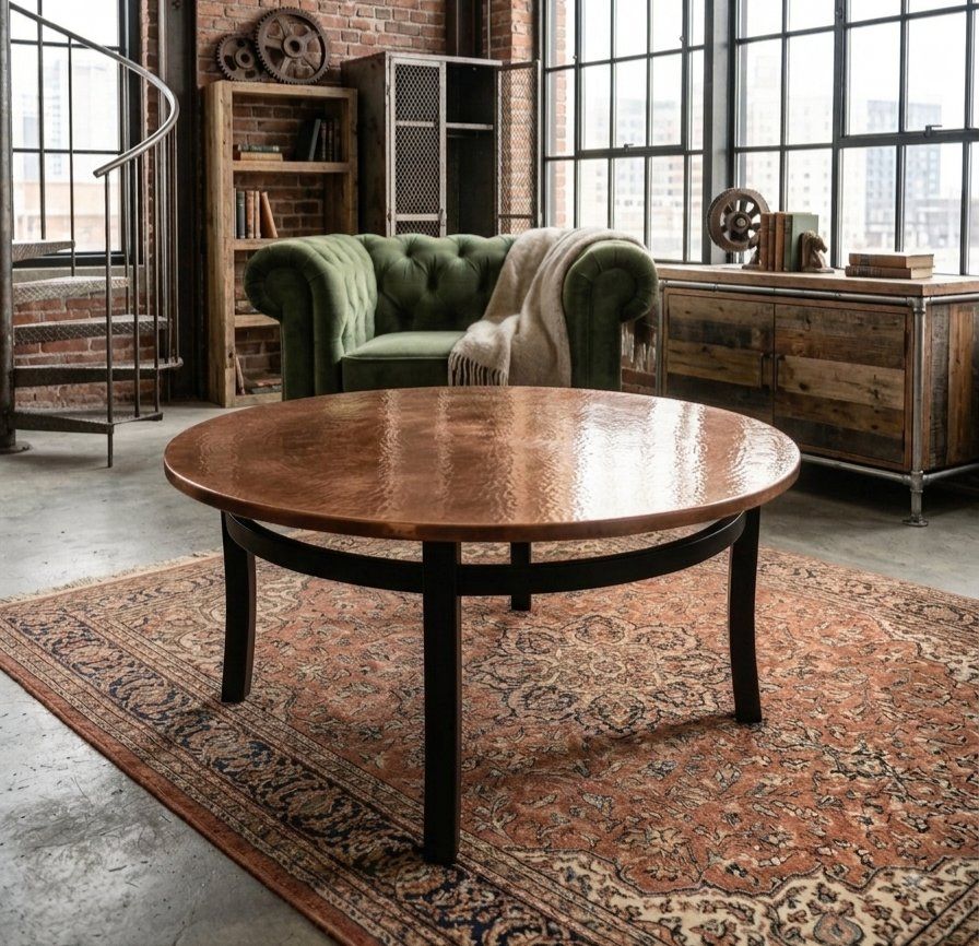 Copper Top Coffee Table | Industrial