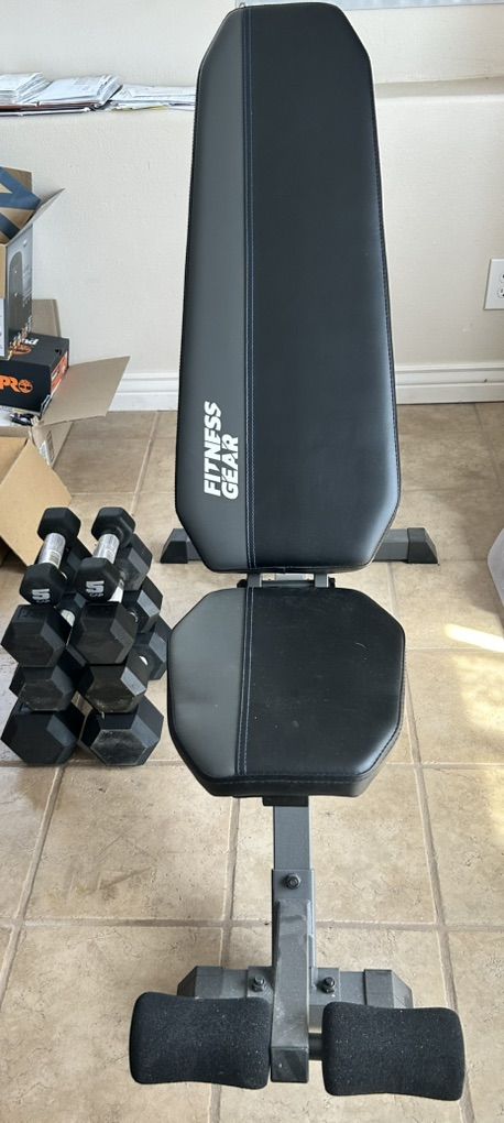 Fitness Gear Weight Bench And Cap Dumbbells