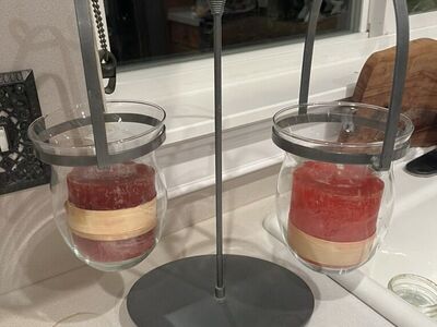 Candles and candle holder set 15” tall
