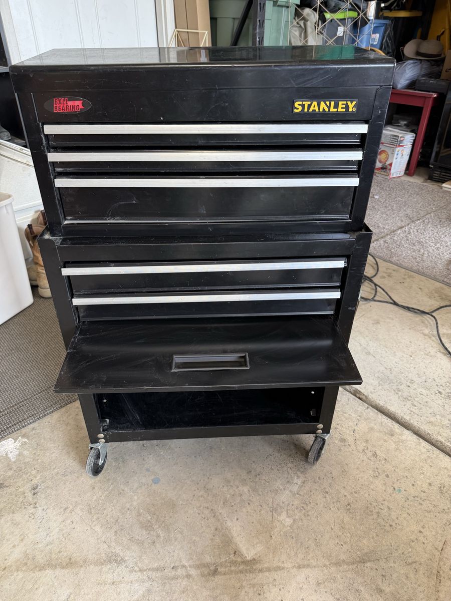 Stanley Black Rolling Tool Chest and Box Combo with Ball Bearing Drawers