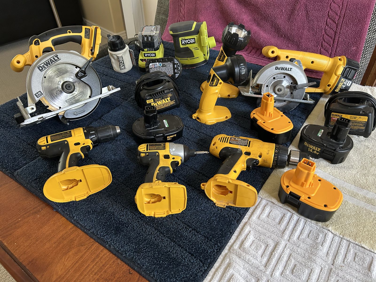 DEWALT Cordless Power Tools Combo 18 V and 14 V and KYOBI Sander