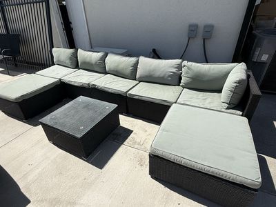 Patio furniture Sectional Sofa Set with Cushions and Coffee Table