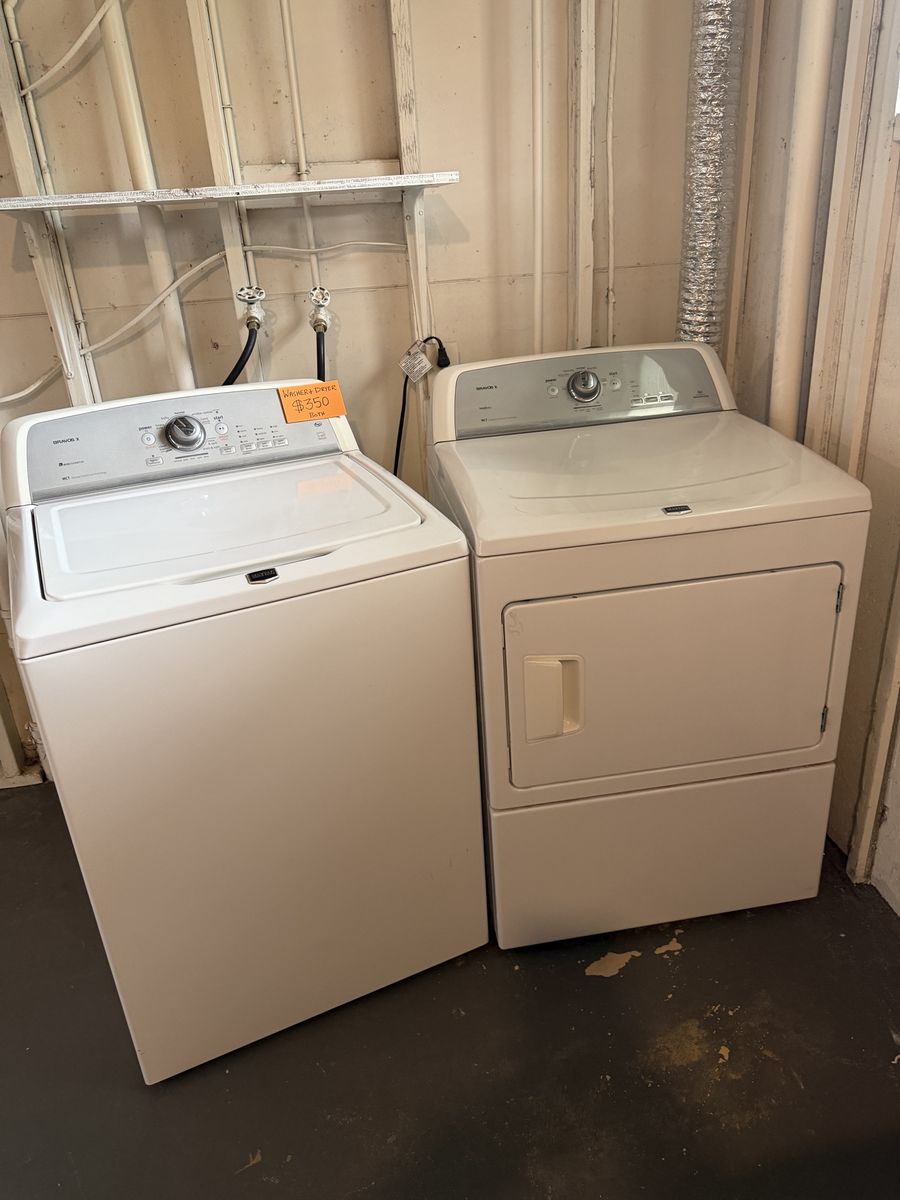 Maytag Bravos X Washer and Dryer Set - White, Top Load Washer, Electric Dryer, IntelliDry Technology