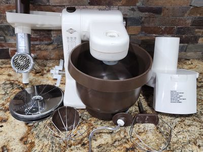 WEST BEND FOOD PREPARATION STAND MIXER w/ FOOD PROCESSOR & MEAT GRINDER ATTACHMENTS LIKE BOSCH