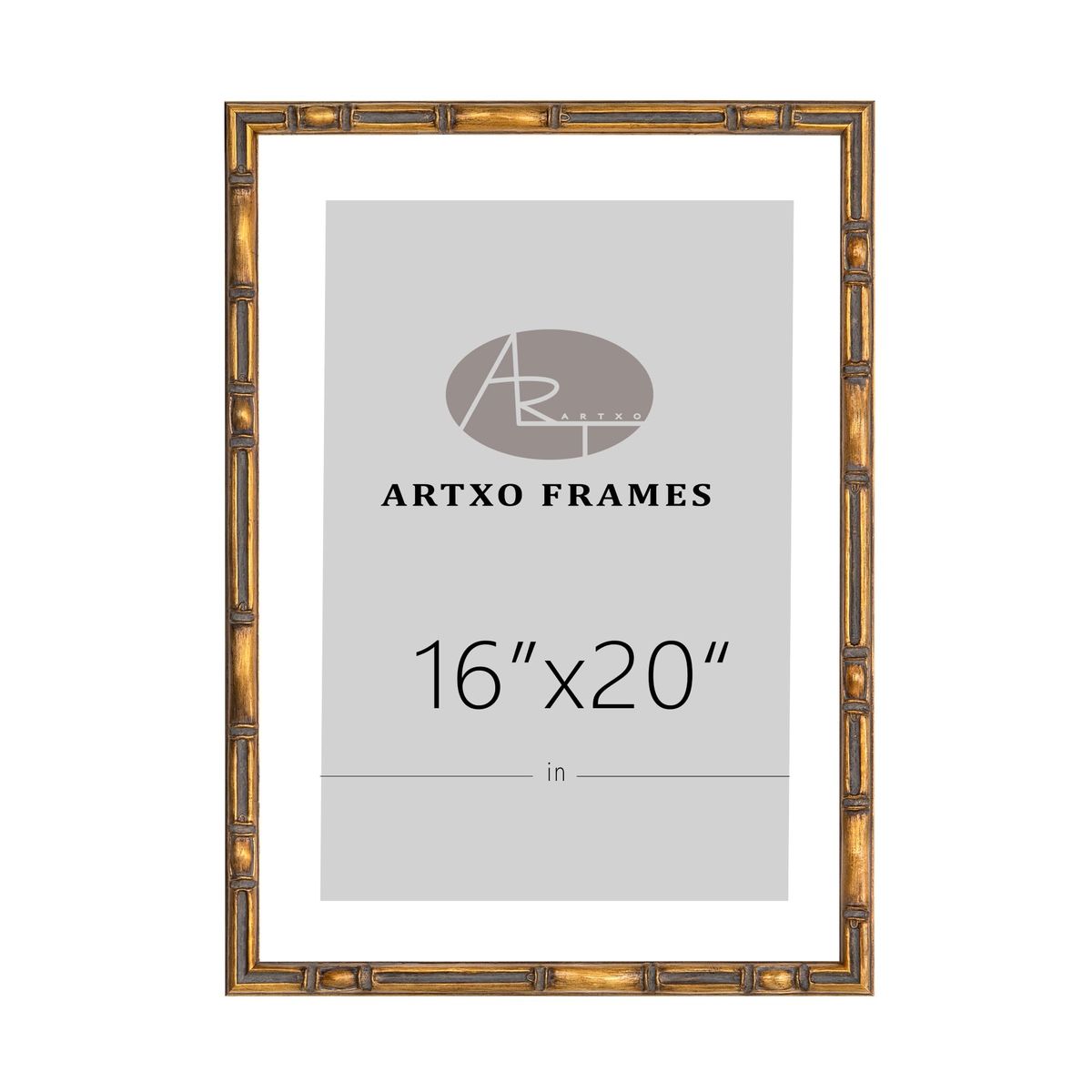 ARTXO FRAMES 16"x20" Gold Bamboo Style Picture Frame for Wall Decor