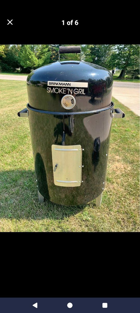 Brinkmann Smoke 'N Grill Charcoal Smoker Outdoor BBQ Grill Cooker Black