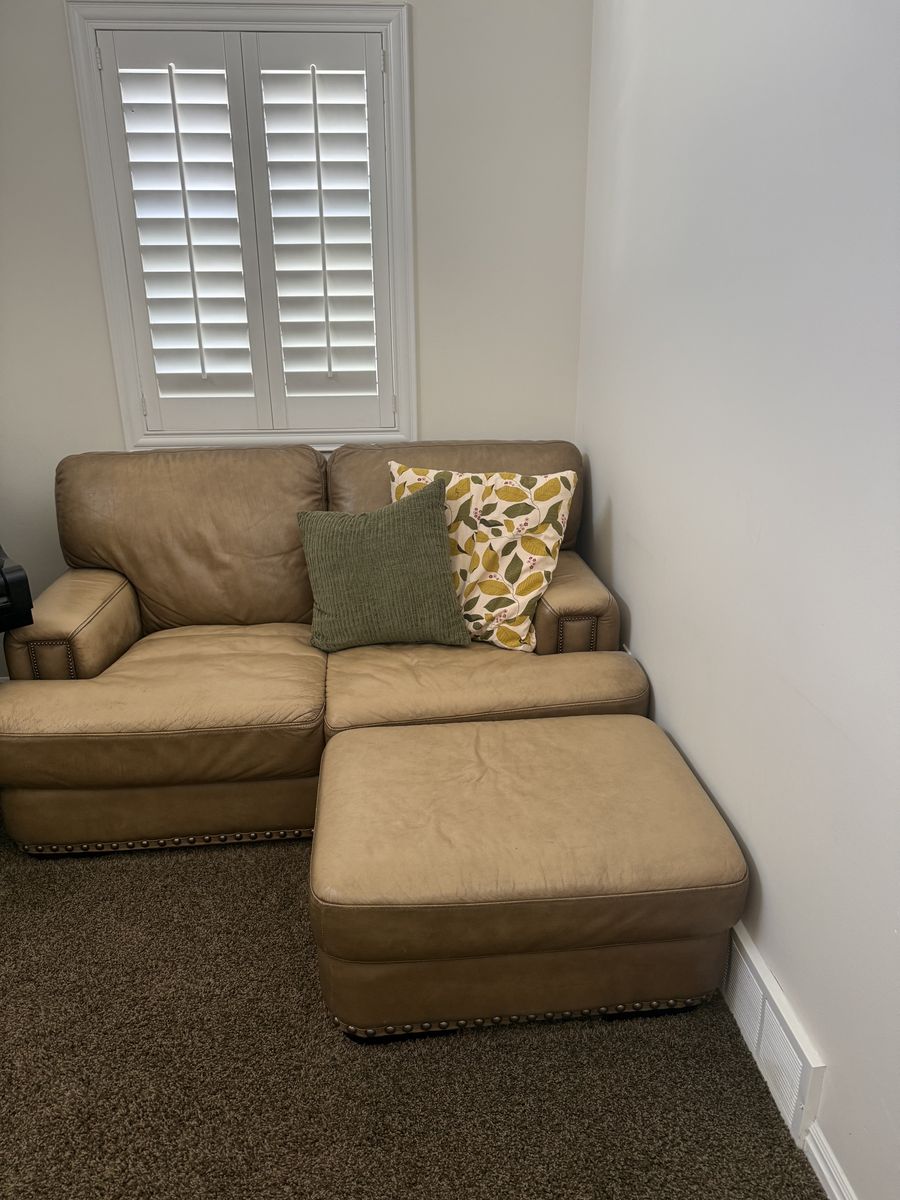 Blonde Leather 4 piece Oversized Sofa Set