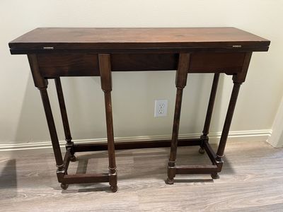 Vintage Dark Wood Gateleg Drop-Leaf Console Desk Table