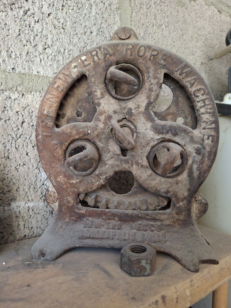 Antique "The New Era Rope Machine" Cast Iron Rope Maker Vintage Farm Tool Decor