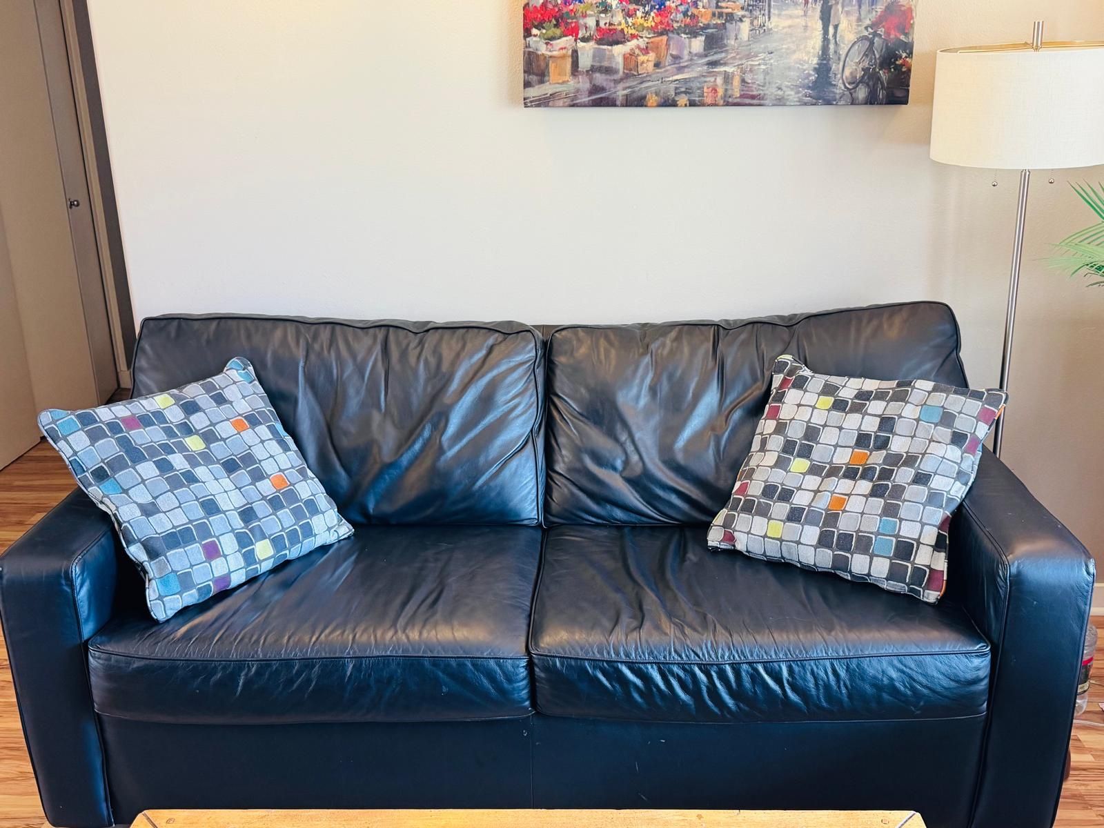 Convertible leather sofa