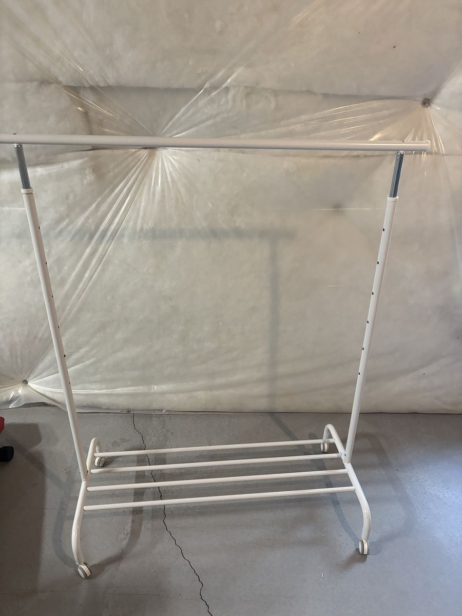 White Adjustable Garment Rack with Wheels - Clothes Drying/Storage Solution