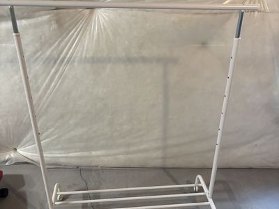 White Adjustable Garment Rack with Wheels - Clothes Drying/Storage Solution
