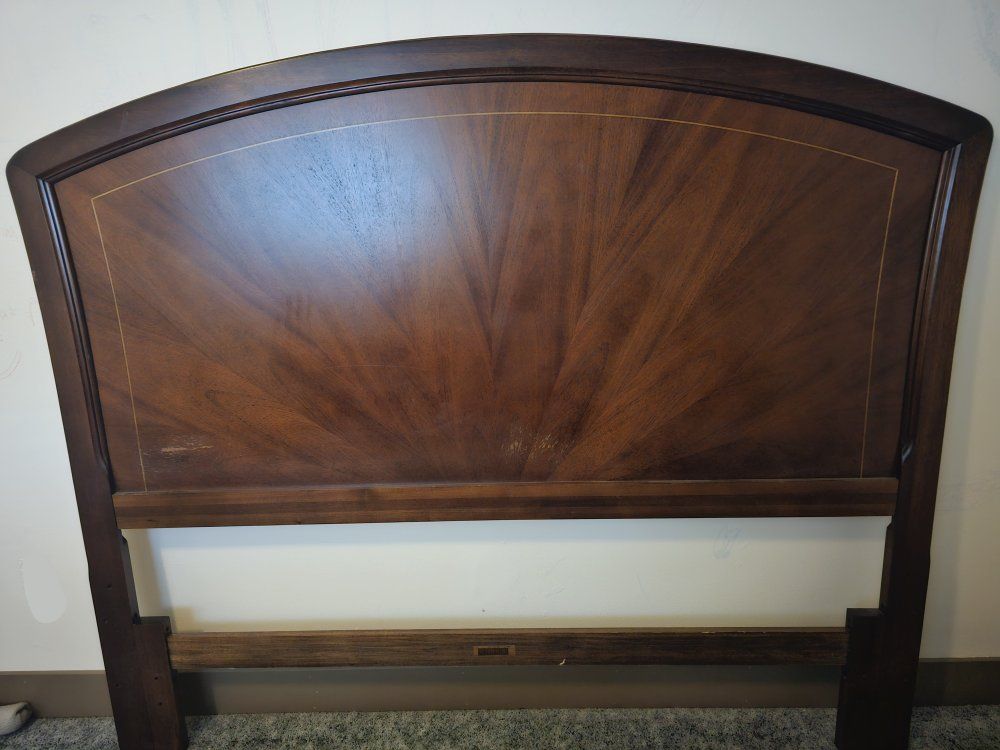 Wooden Queen Size Headboard with Inlay Details - Used