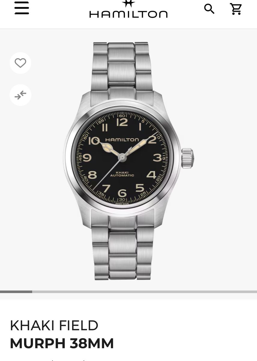 Hamilton Khaki Field Murph 38mm Automatic Watch, Black Dial, Stainless Steel Bracelet